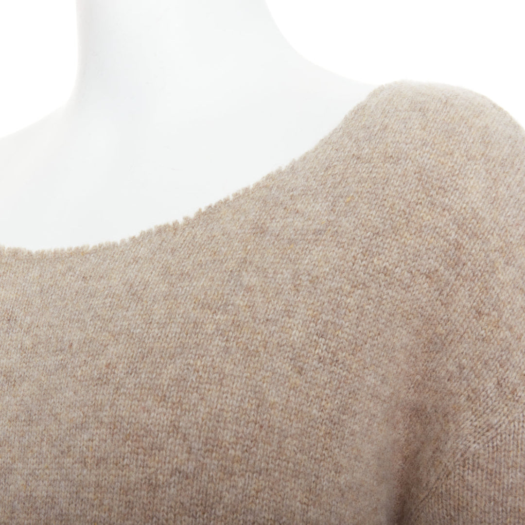 THE ELDER STATESMEN 100% cashmere oatmeal brown loose sweater S