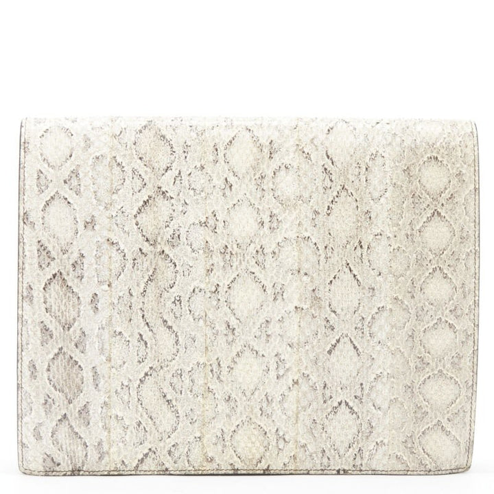 OLD CELINE Phoebe Philo natural scaled leather double flap portfolio clutch bag