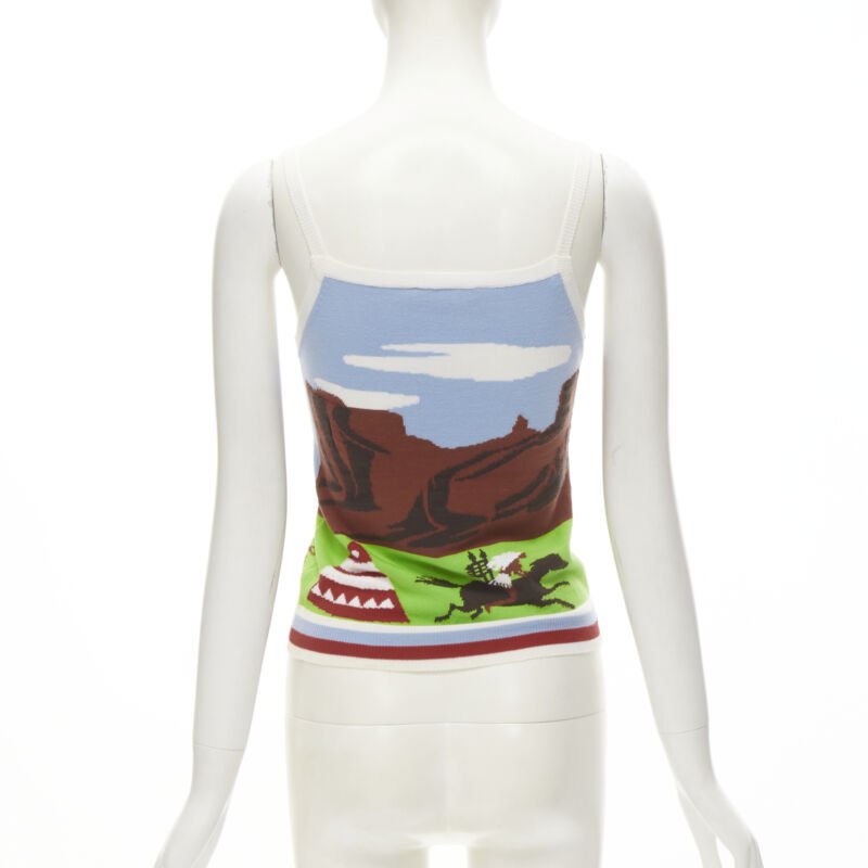 rare DSQUARED2 Vintage Y2K Camping Scene knitted camisole tank S