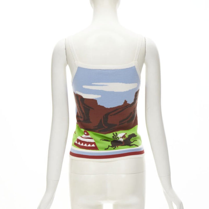 rare DSQUARED2 Vintage Y2K Camping Scene knitted camisole tank S