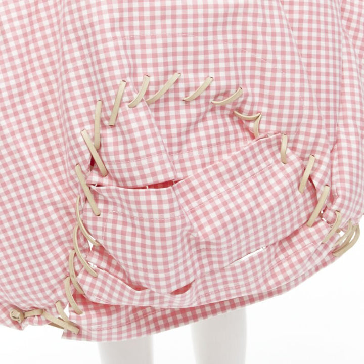rare COMME DES GARCONS Vintage 2004 Runway pink checked  Punk balloon skirt