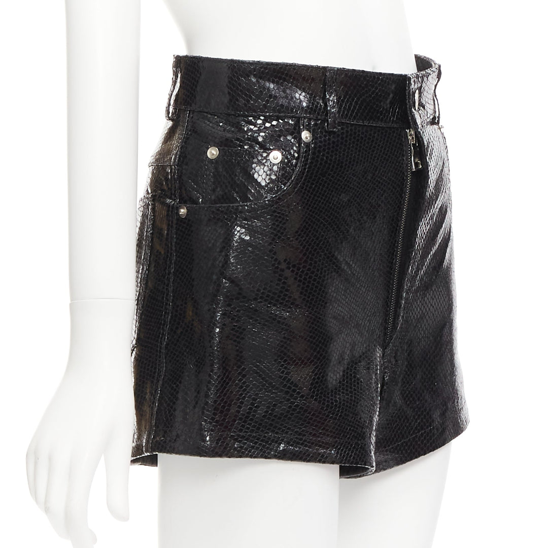 MANOKHI black genuine scaled leather high waisted shorts FR36 XS