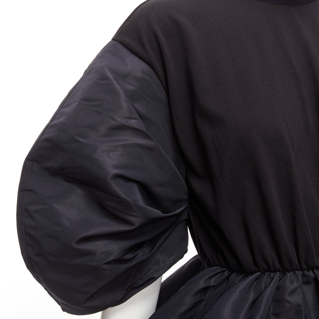 ALEXANDER MCQUEEN 2021 black round puff sleeve peplum contrast top IT36 XXS