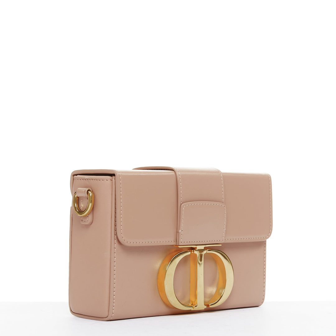 CHRISTIAN DIOR 30 Montaigne Box Mini nude leather gold CD buckle crossbody bag
