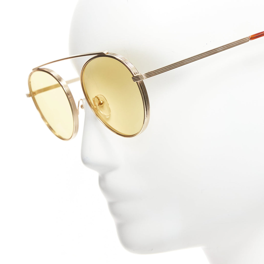 VICTORIA ECKHAM Cati VBS137 gold round frame yellow lens sunglasses