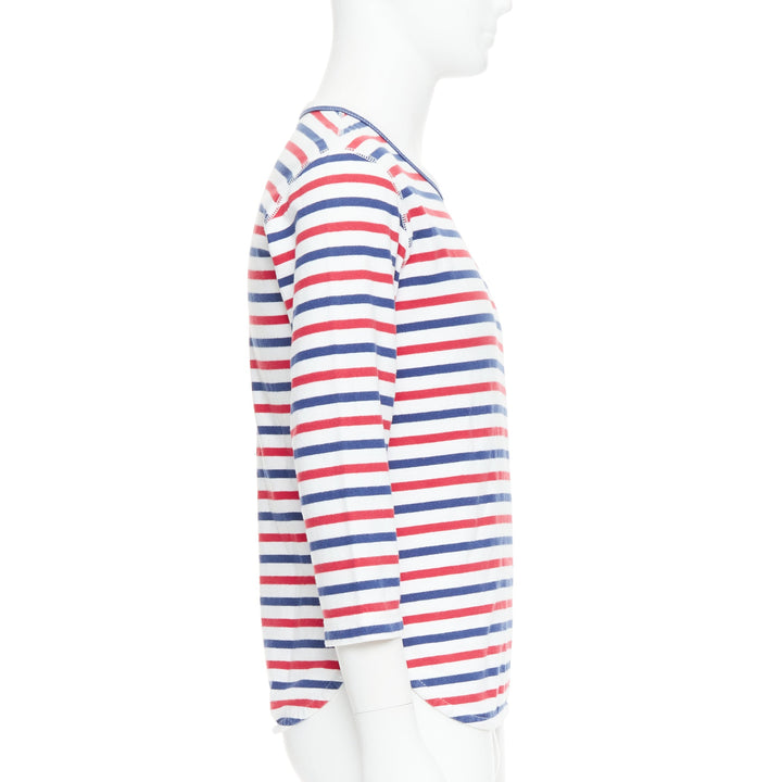JUNYA WATANABE MAN 2011 red blue striped curved hem shirt S