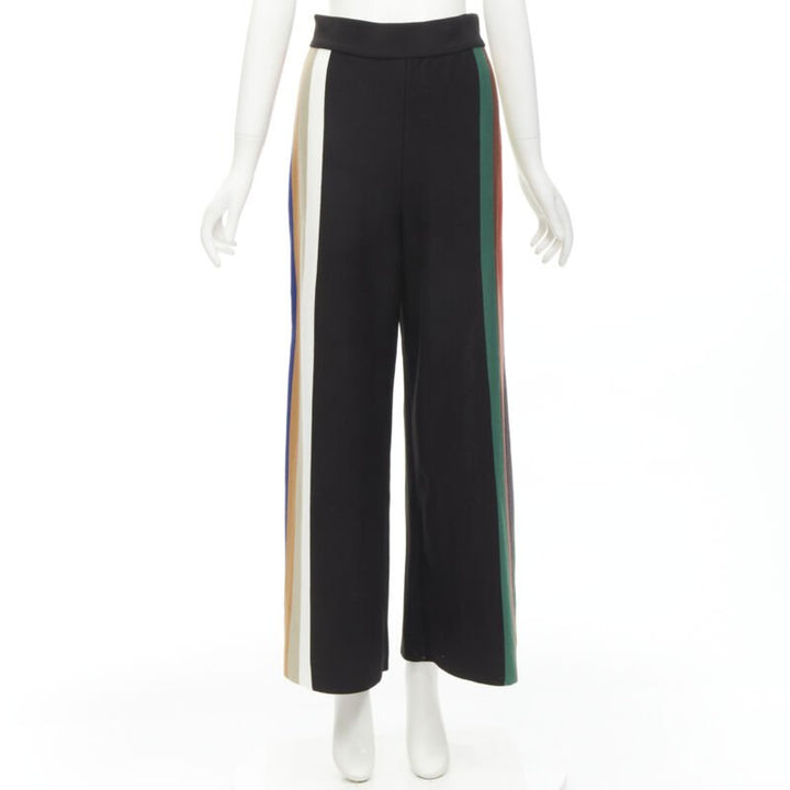 AKIRA NAKA black multi stripe wide leg relaxed knitted pants US2 S