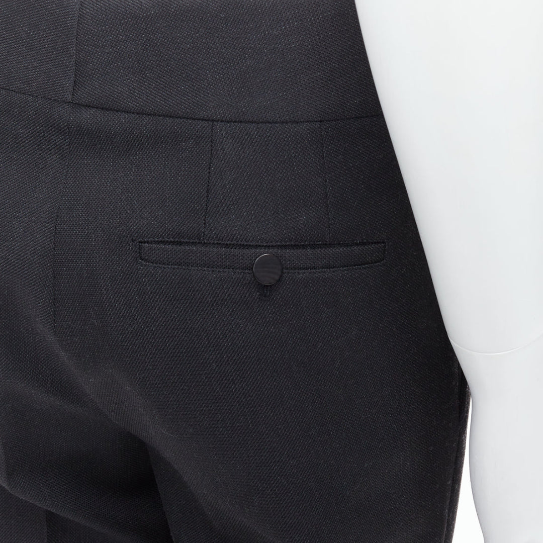 LANVIN dark grey cotton blend concealed fly tapered trousers FR44 XS