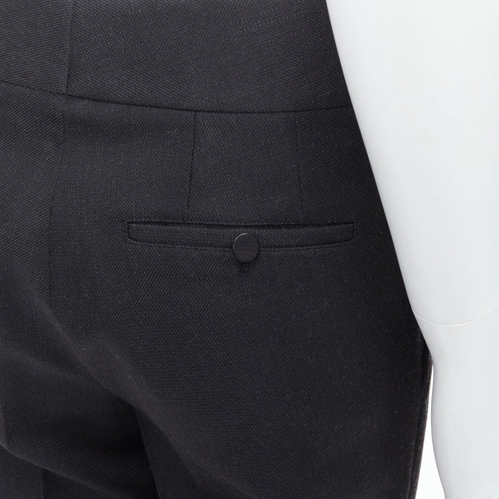 LANVIN dark grey cotton blend concealed fly tapered trousers FR44 XS