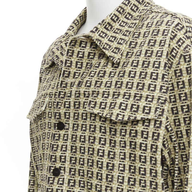 FENDI Forever Bamboo FF Zucca monogram brown cotton jacket IT52 XXL