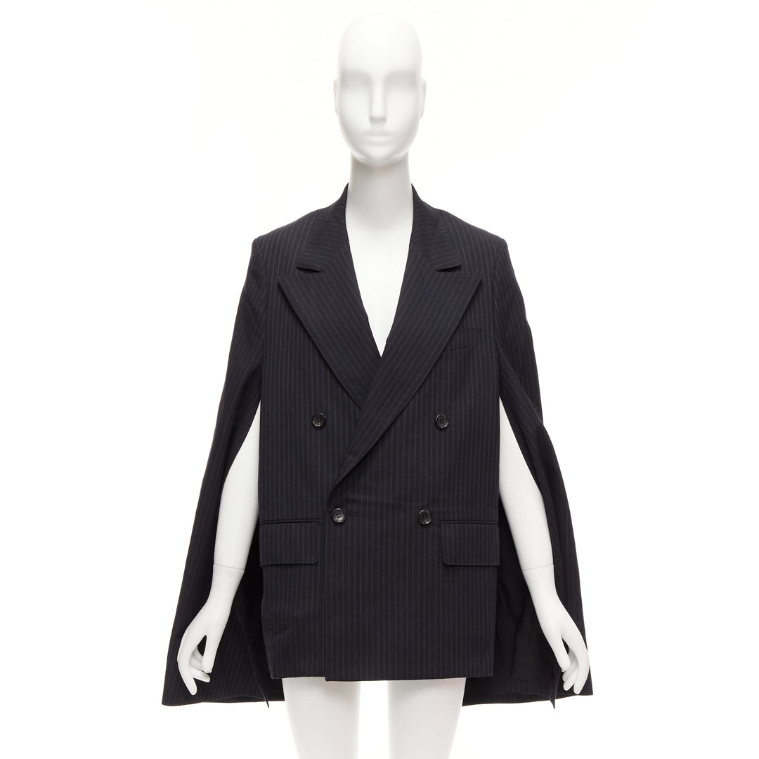 JUNYA WATANABE 2018 grey pinstripe wool blend cape sleeve boxy blazer S