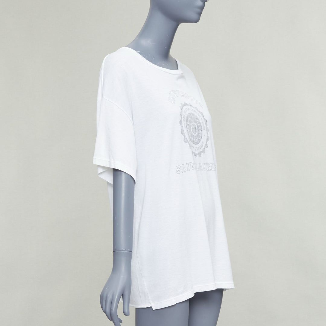 SAINT LAURENT 2016 off white university varsity logo washed oversized tshirt S