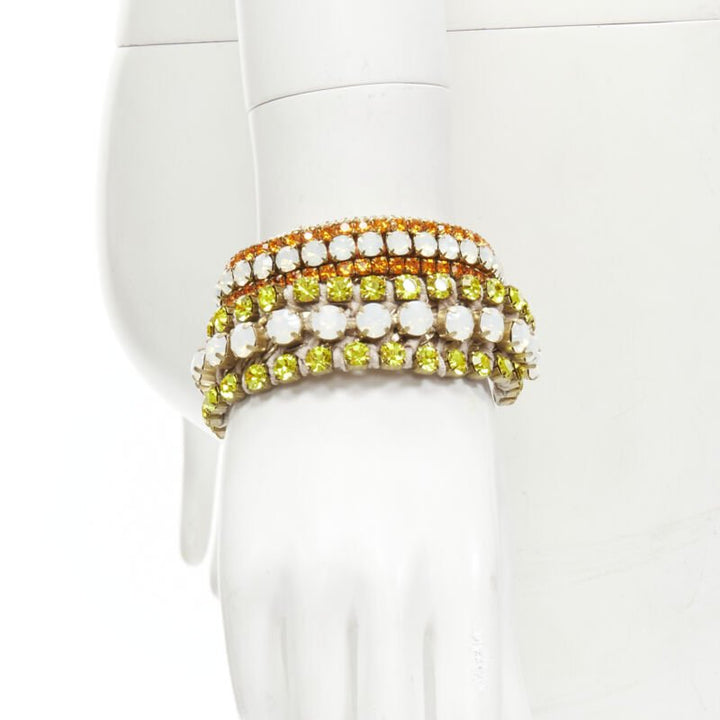 RADA Lot of 2 yellow orange rhinestone crystal jewel pearl charm bracelet