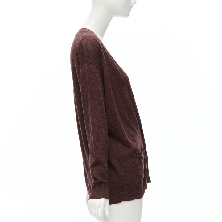 ISABEL MARANT brown 100% mercerised wool single button cardigan Sz. 1 S