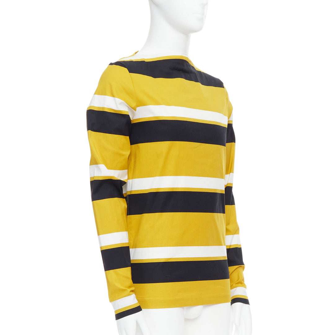 PRADA 2011 Special Edition yellow black white stripe bateau neck sailor shirt S