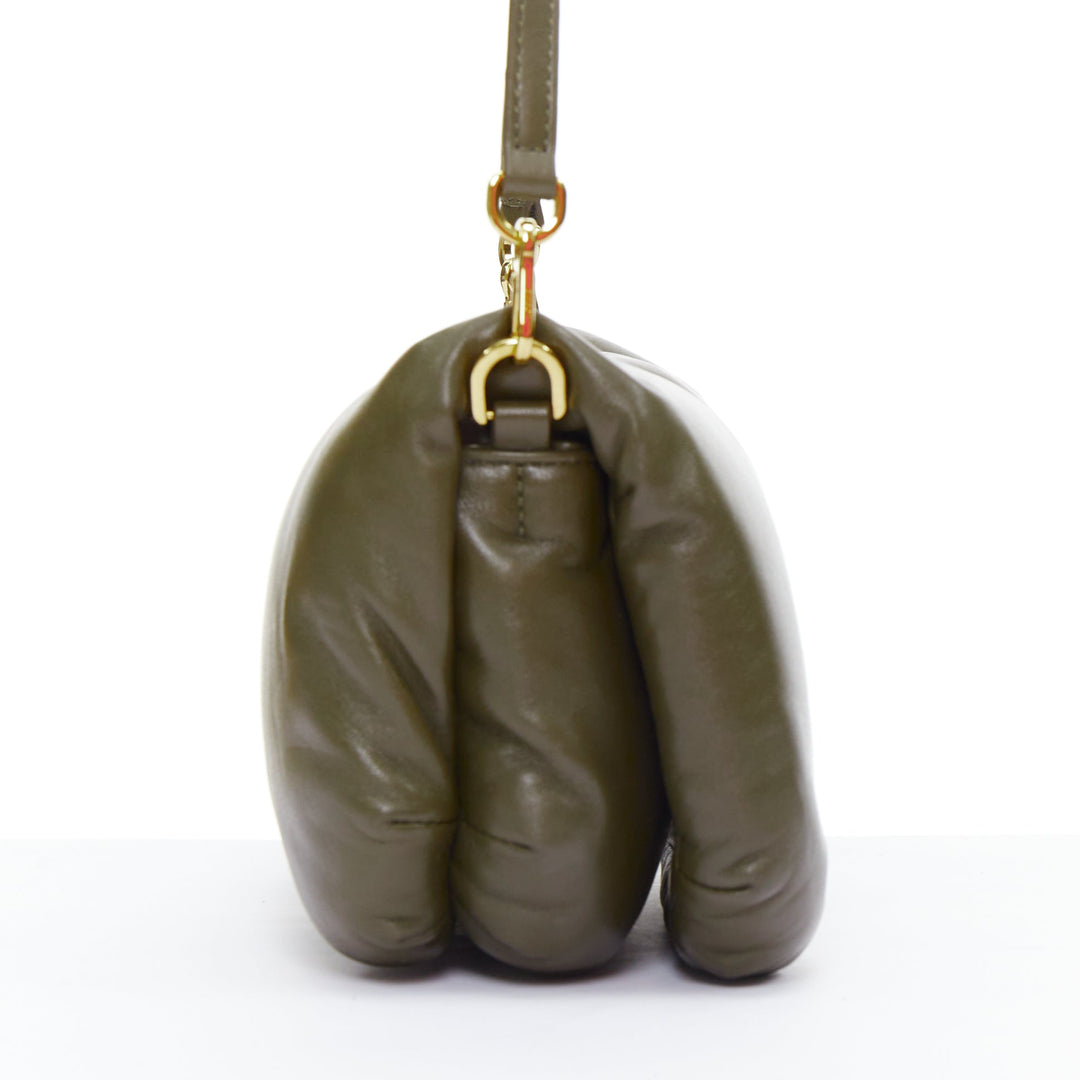 LOEWE Mini Puffer Goya khaki soft nappa padded pillow crossbody bag