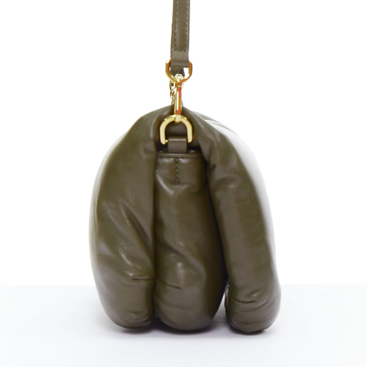 LOEWE Mini Puffer Goya khaki soft nappa padded pillow crossbody bag