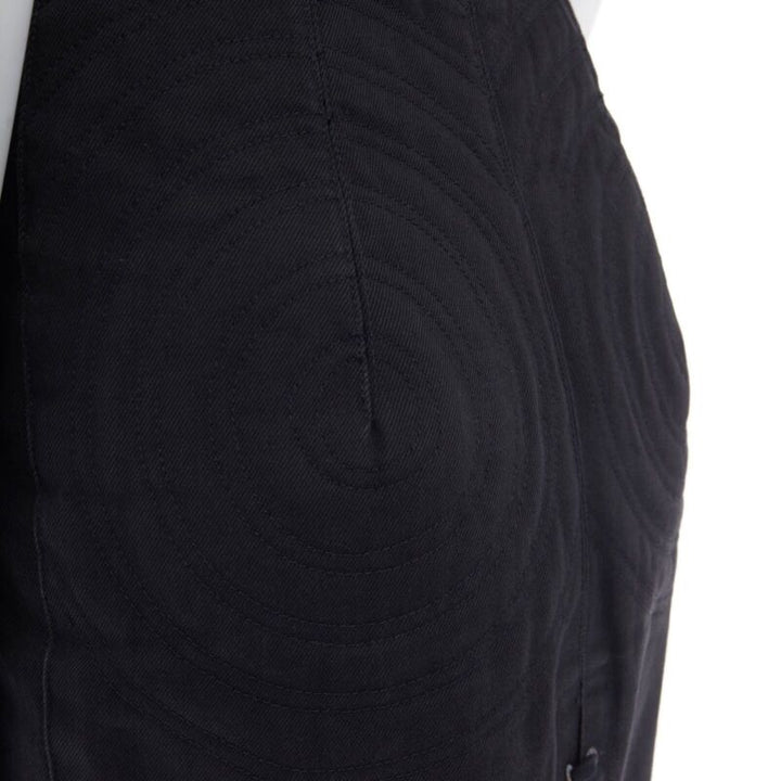 JEAN PAUL GAULTIER black cotton dual zip circle stitch padded bum skirt 25" XS