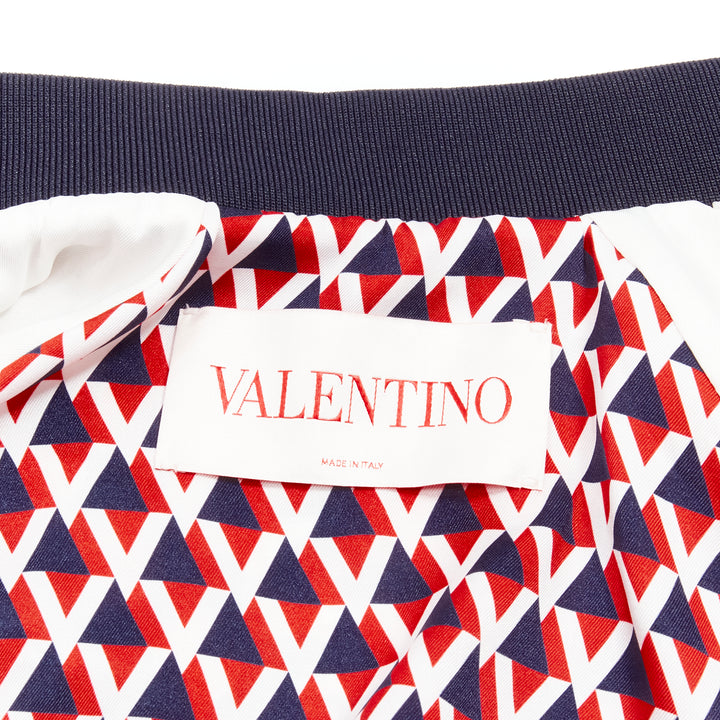 VALENTINO 2022 Manifesto Heart Bandana red blue satin bomber jacket IT40 S