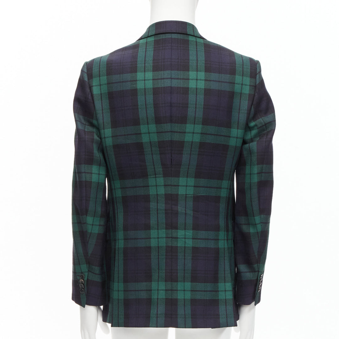 VALENTINO 100% virgin wool green blue check  preppy schoolboy blazer IT50 L