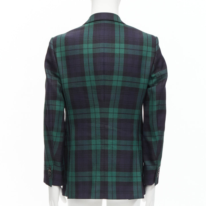 VALENTINO 100% virgin wool green blue check  preppy schoolboy blazer IT50 L