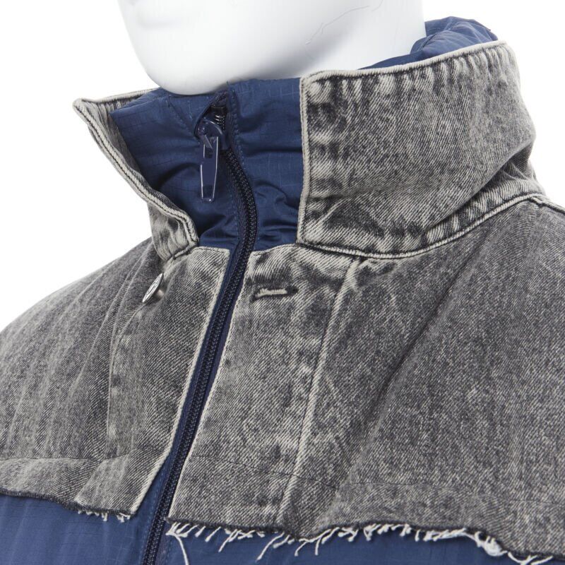 BALENCIAGA 2018 Layering blue grey denim oversized puffer jacket XS