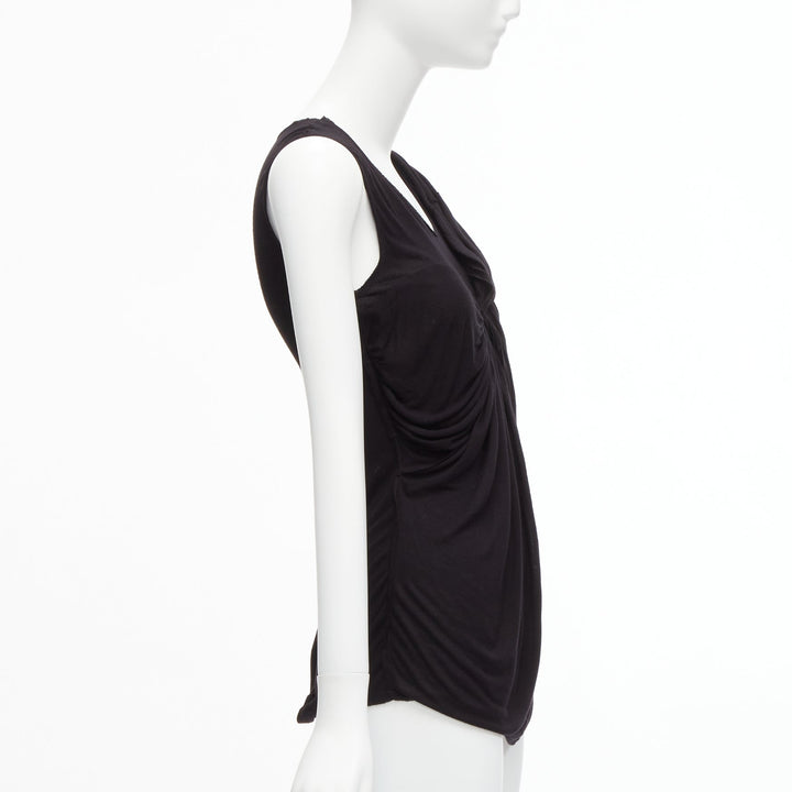 LANVIN black asymmetric draped bust scoop neck sleeveless tank top FR32 XXS