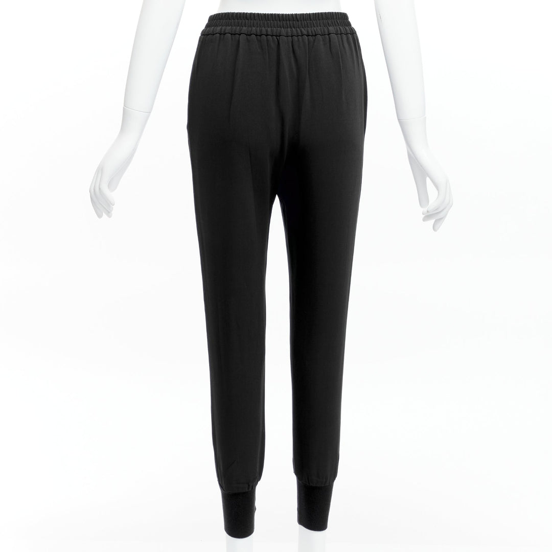 STELLA MCCARTNEY black minimalist elastic waist cropped jogger pants IT34 XXS