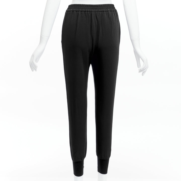 STELLA MCCARTNEY black minimalist elastic waist cropped jogger pants IT34 XXS