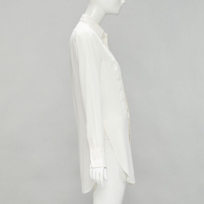 BOTTEGA VENETA 2020 100% silk quilte padded bib collar long line shirt IT38 XS