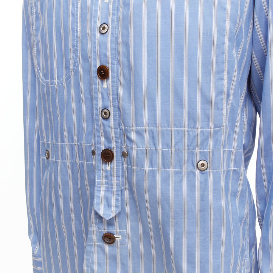 JUNYA WATANABE MAN 2013 blue brown cotton linen striped deconstructed parka M