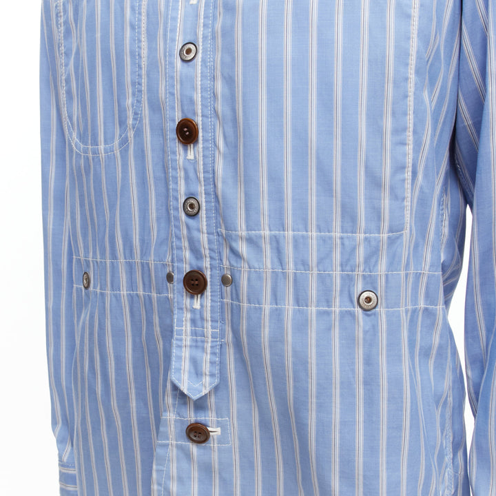 JUNYA WATANABE MAN 2013 blue brown cotton linen striped deconstructed parka M