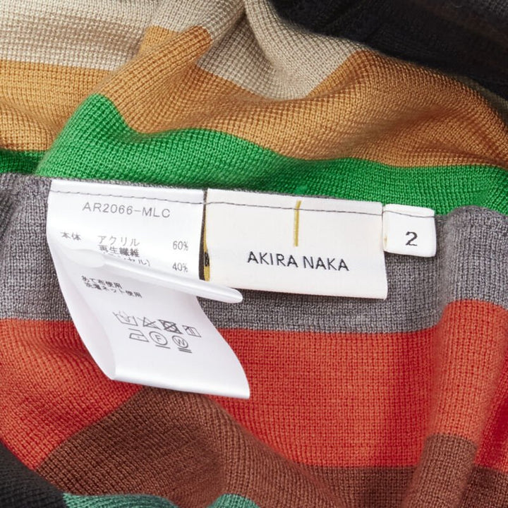 AKIRA NAKA black multi stripe wide leg relaxed knitted pants US2 S