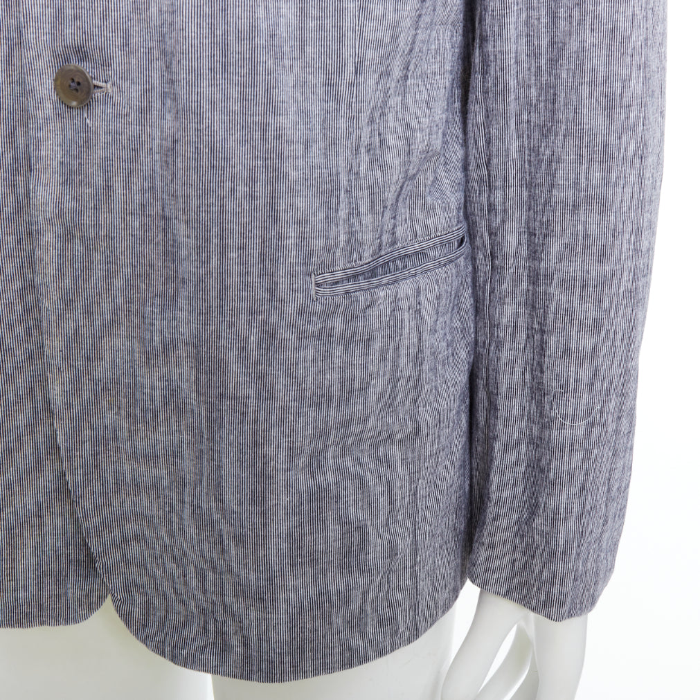 YOHJI YAMAMOTO Y's washed blue cotton drawstring waist blazer jacket JP3 L