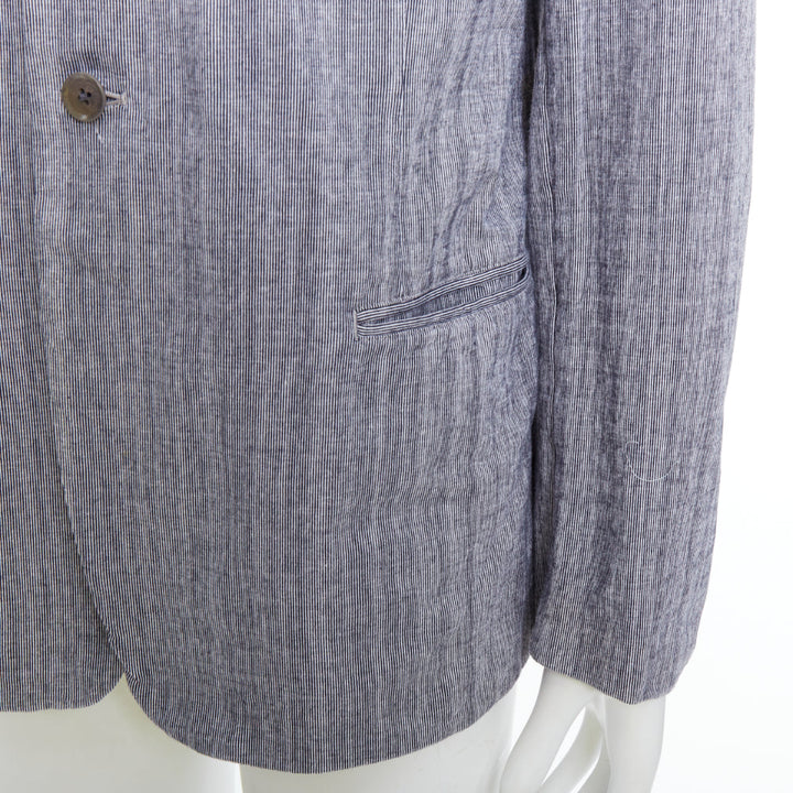 YOHJI YAMAMOTO Y's washed blue cotton drawstring waist blazer jacket JP3 L