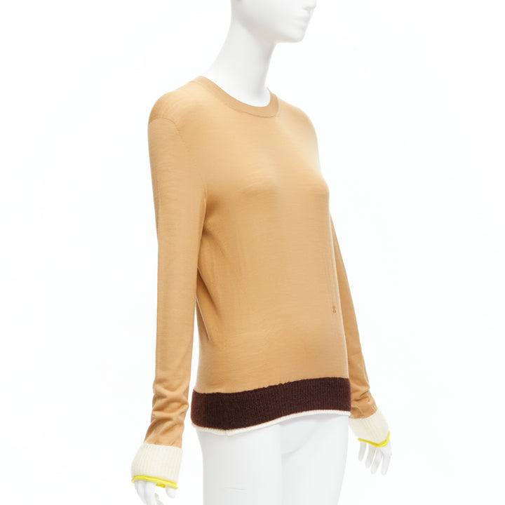 OLD CELINE Phoebe Philo 100% wool mohair Triomphe logo contrast cuff sweater XS