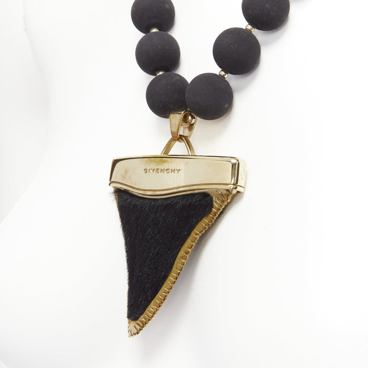 rare GIVENCHY Riccardo Tisci black pony hair shark tooth velvet ball necklace