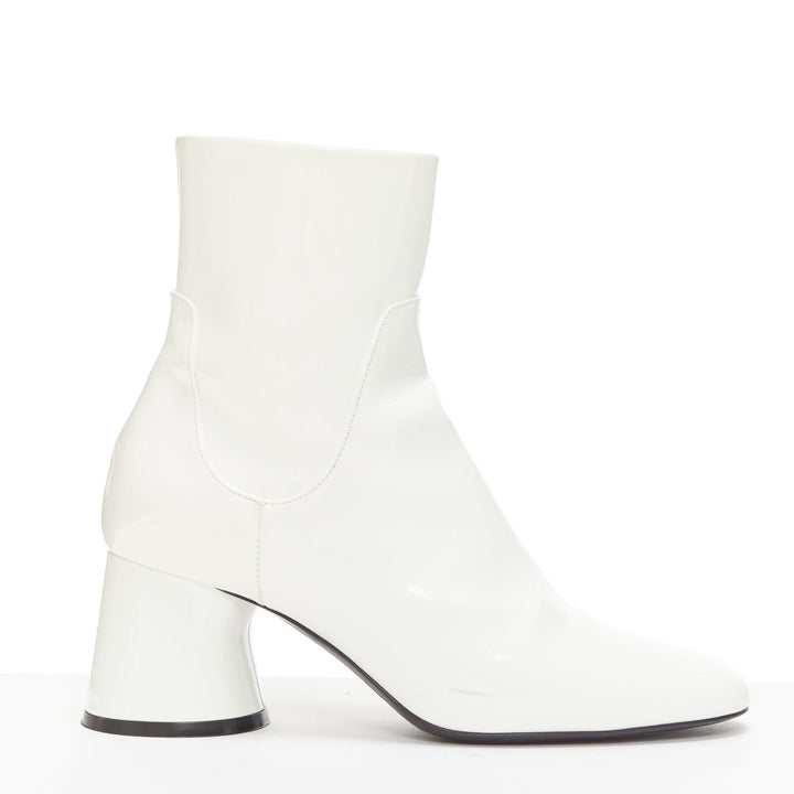 KHAITE Wythe 65 white patent leather chunky heel gogo boots EU37