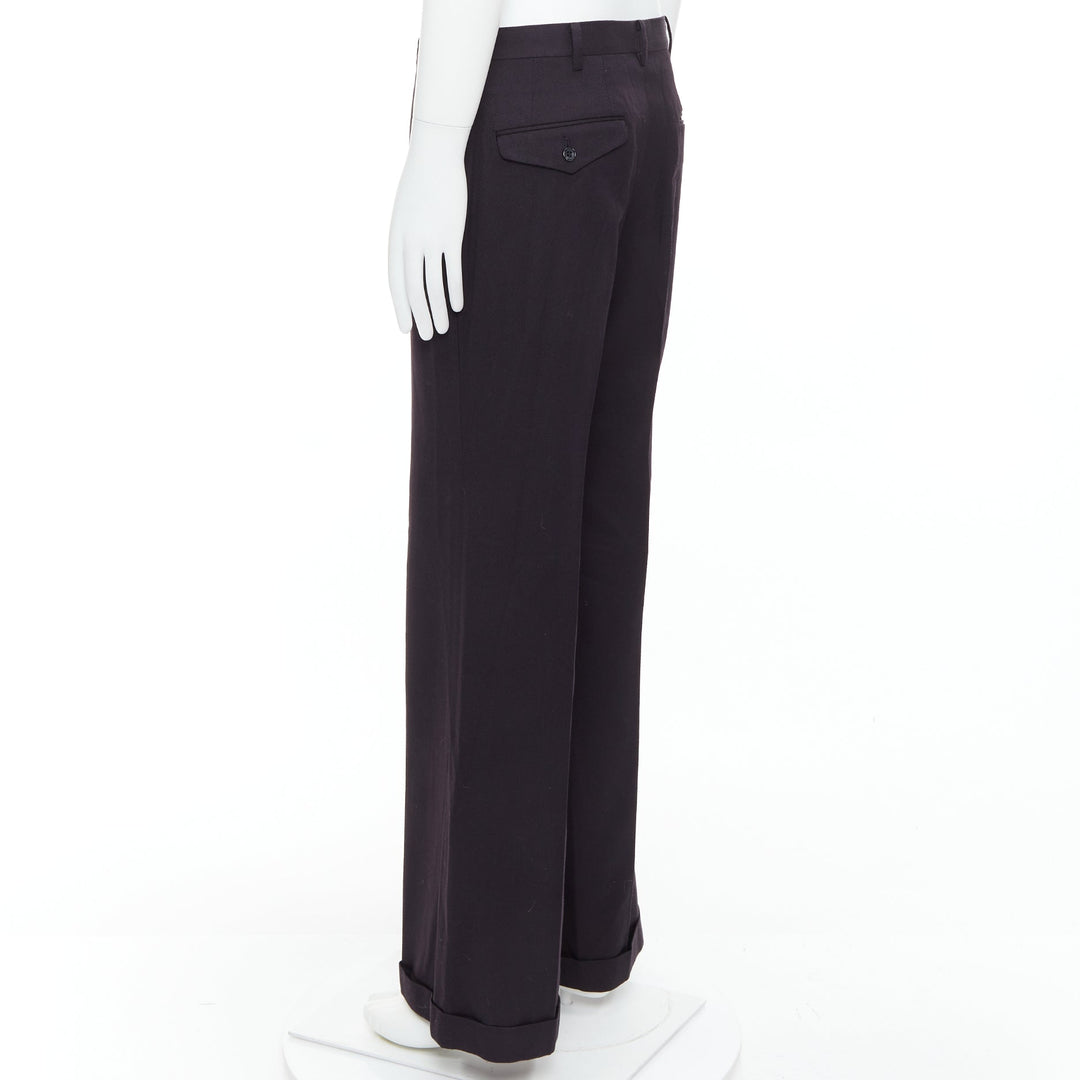 YOHJI YAMAMOTO Y's dark brown wool cotton blend wide pants JP4 XL