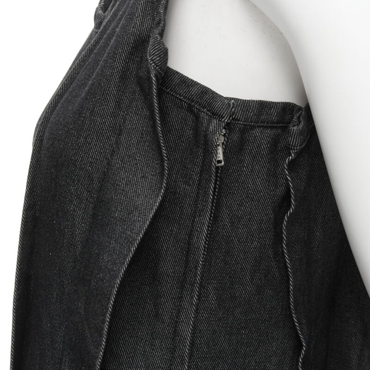 vintage COMME DES GARCONS 1991 dark indigo washed denim pinched seam dress S