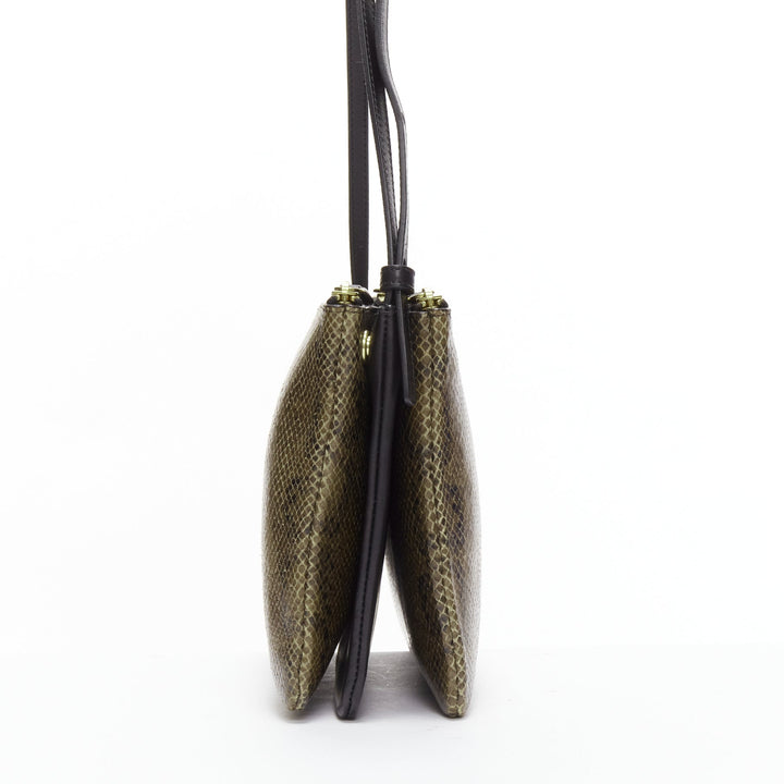 OLD CELINE Small Trio brown scaled leather detachable shoulder pouch bag