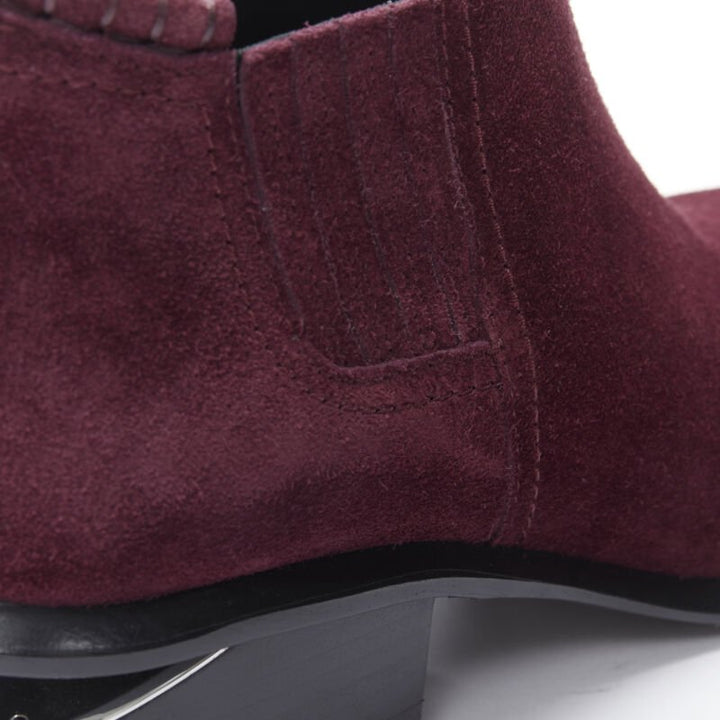 ALEXANDER WANG Kori burgundy red suede cut out heel chelsea boot EU40