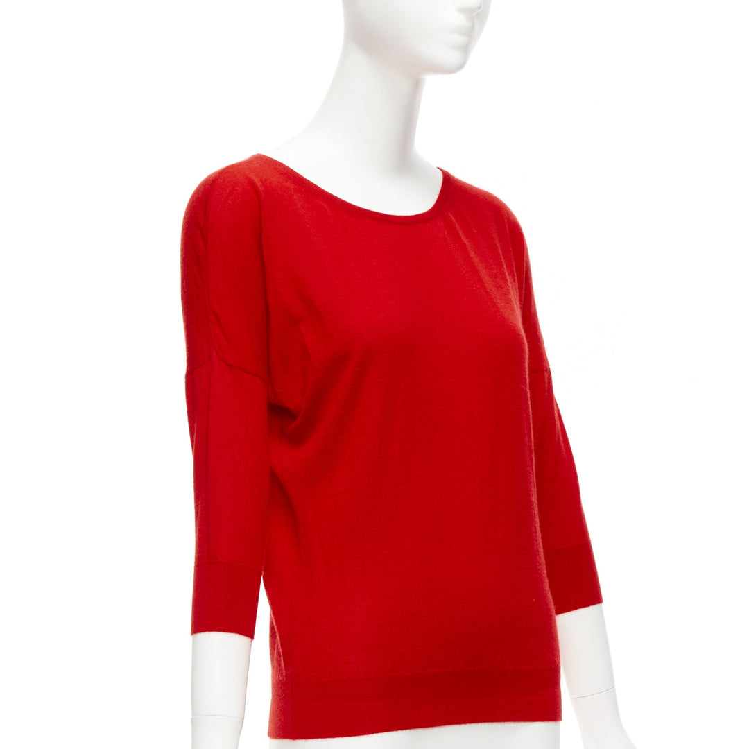 ALEXANDER MCQUEEN 100% cashmere red drop sleeve wide neck sweater top XS