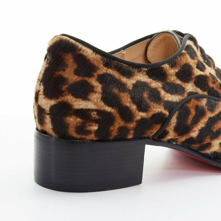 CHRISTIAN LOUBOUTIN Zazou leopard print calfksin point toe laced brogue EU36