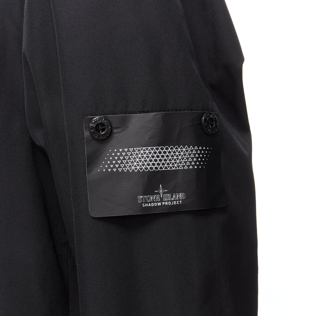 STONE ISLAND Shadow Project black technical nylon logo patch blazer jacket S