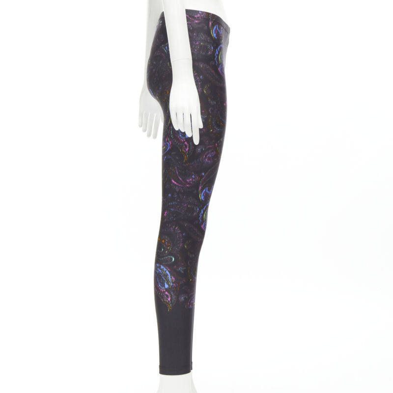 LOUIS VUITTON 2019 black blue paisley print stretchy legging FR34 XS rare