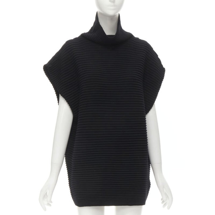 VVB VICTORIA BECKHAM 100% wool black ribbed cap sleeve popover sweater US2 S