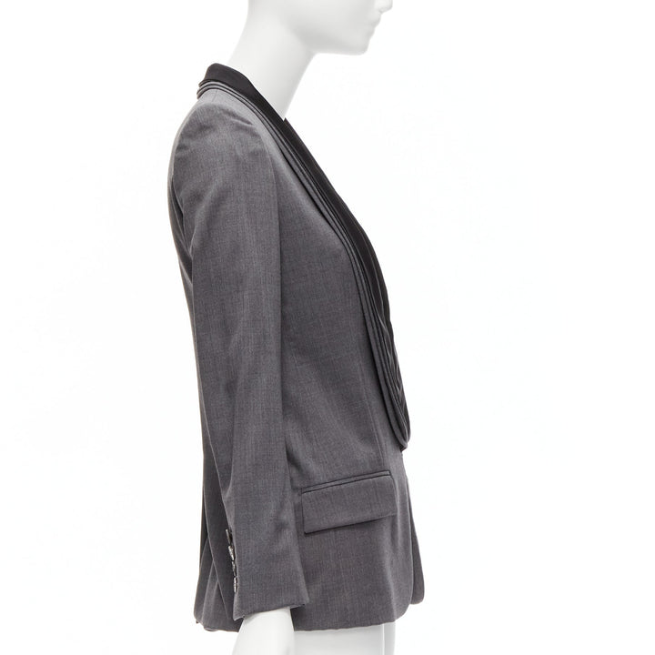 STELLA MCCARTNEY grey wool triple layer shawl pocketed fitted blazer IT36 XXS