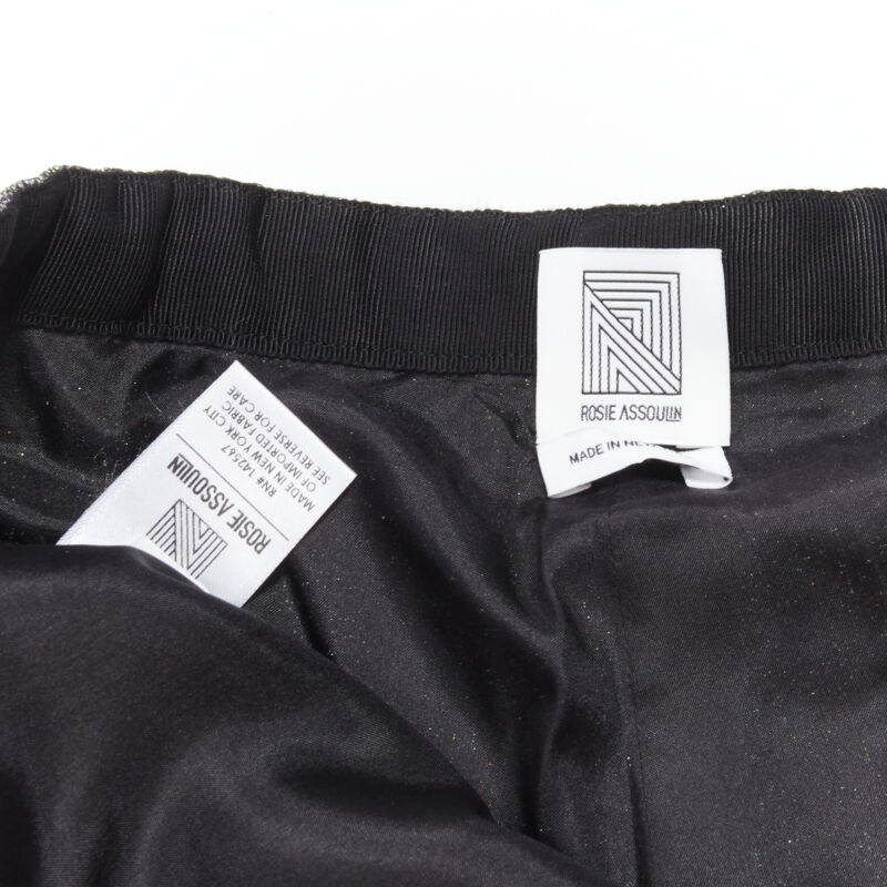 ROSIE ASSOULIN silver iridescent glitter metallic silk tapered cropped pants XS