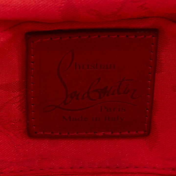 CHRISTIAN LOUBOUTIN purple suede leather fringe heel kiss lock clutch bag